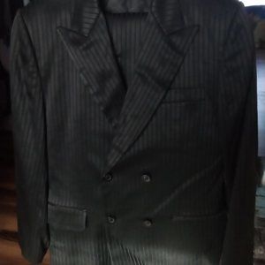 Mob-style black-on-black pinstripe 2-pc. suit